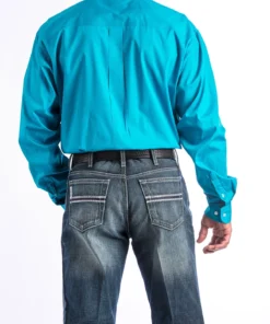 'Cinch' Men's Solid Western Button Down - Teal 8 'Cinch' Men's Solid Western Button Down - Teal