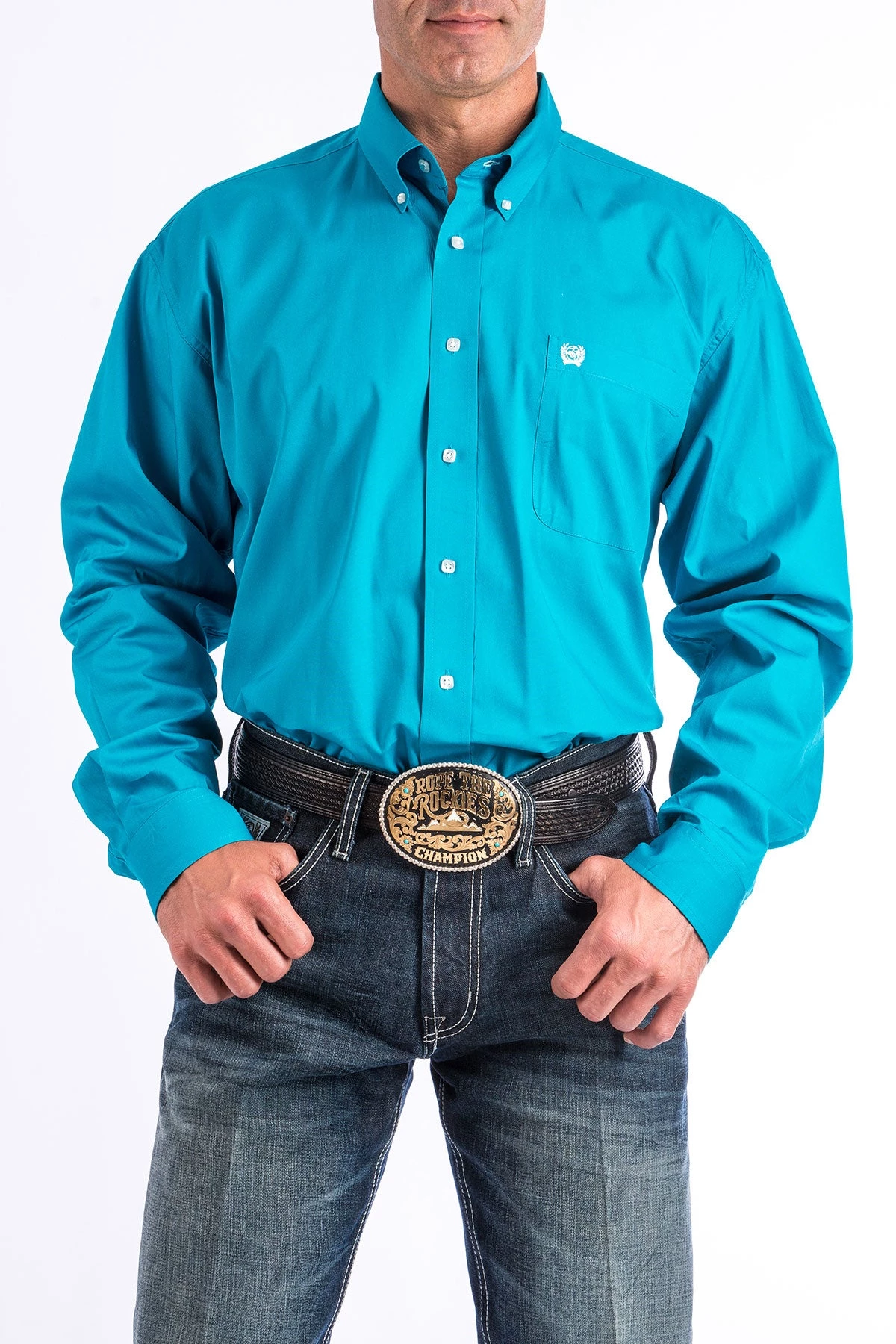 'Cinch' Men's Solid Western Button Down - Teal 3 'Cinch' Men's Solid Western Button Down - Teal