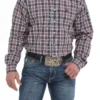 'Cinch' Men's Western Plaid Button Front - Burgundy / Grey 1 'Cinch' Men's Western Plaid Button Front - Burgundy / Grey
