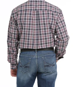 'Cinch' Men's Western Plaid Button Front - Burgundy / Grey