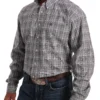 'Cinch' Men's Western Plaid Button Front - Purple / Black / White