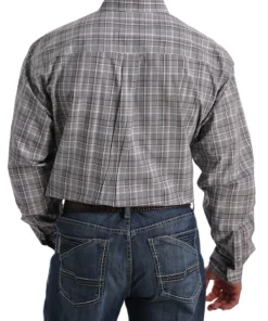 'Cinch' Men's Western Plaid Button Front - Purple / Black / White