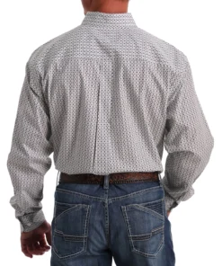 'Cinch' Men's Western Geo Print Button Front - White / Green / Purple