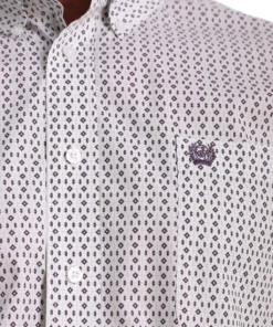 'Cinch' Men's Western Geo Print Button Front - White / Green / Purple