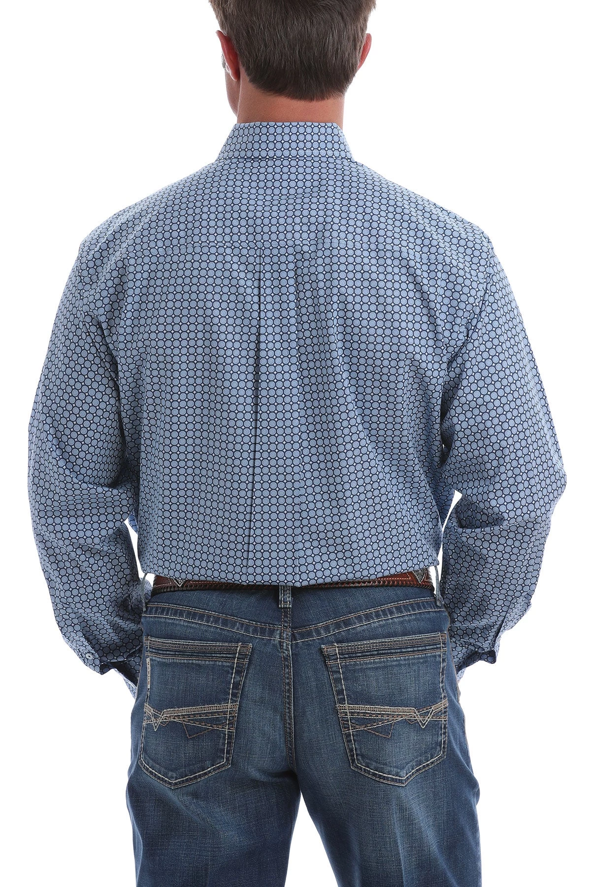 'Cinch' Men's Western Dot Print Button Down - Blue / White 4 'Cinch' Men's Western Dot Print Button Down - Blue / White