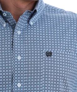 'Cinch' Men's Western Dot Print Button Down - Blue / White 7 'Cinch' Men's Western Dot Print Button Down - Blue / White