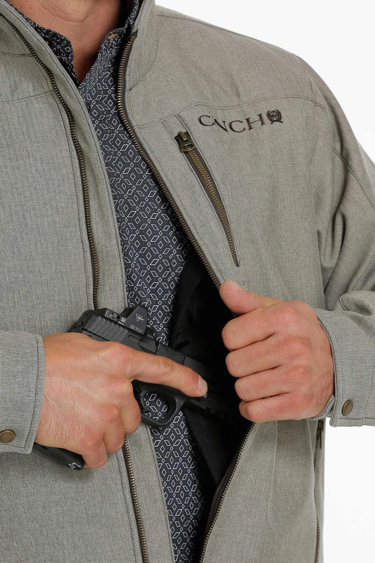 'Cinch' Men's Bonded Logo Conceal Carry Jacket - Stone 3 'Cinch' Men's Bonded Logo Conceal Carry Jacket - Stone