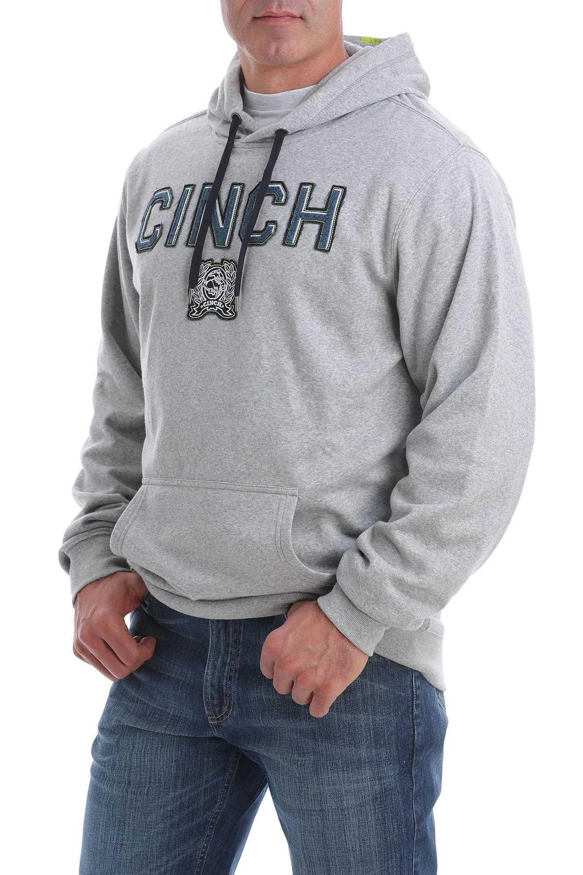 'Cinch' Men's CINCH Applique Hoodie - Heather Grey 3 'Cinch' Men's CINCH Applique Hoodie - Heather Grey