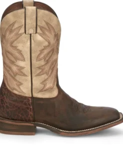 'Nocona' Men's 11" Henry Western Square Toe - Antiqued Brown Cowhide / Vintage Stone