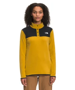 'The North Face' Women's TKA Glacier Snap Pullover - Arrowwood Yellow / TNF Black