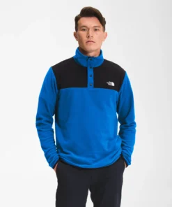 'The North Face' Men's TKA Glacier Snap Pullover - Hero Blue / TNF Black