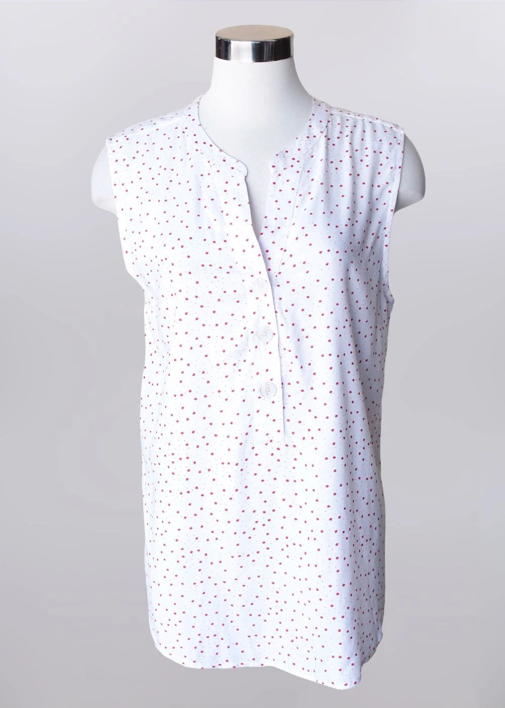 'Keren Hart' Women's Sleeveless Top - White / Red (ext. Sizes) 3 'Keren Hart' Women's Sleeveless Top - White / Red (ext. Sizes)