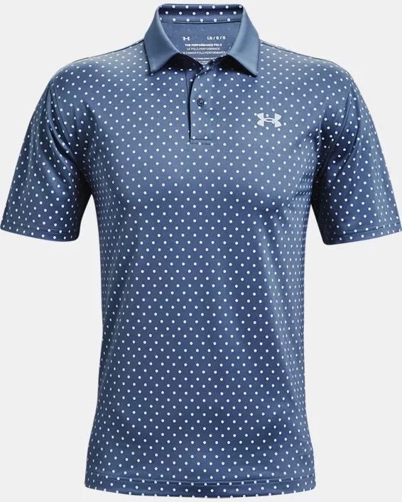 'Under Armour' Men's Performance Printed Polo - Mineral Blue / Isotope Blue 4 'Under Armour' Men's Performance Printed Polo - Mineral Blue / Isotope Blue
