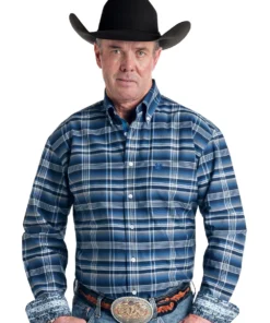 'Panhandle Slim' Men's Amity Print Western Button Front - Blue