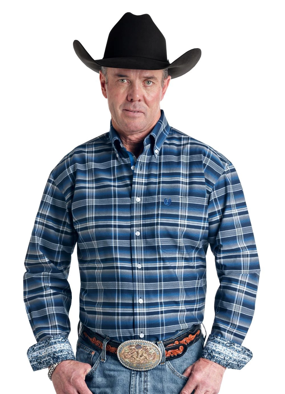 'Panhandle Slim' Men's Amity Print Western Button Front - Blue 3 'Panhandle Slim' Men's Amity Print Western Button Front - Blue