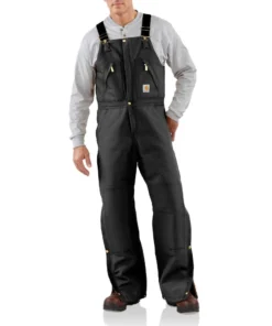 'Carhartt' Men's Zip To Waist Quilt Lined Biberall - Black