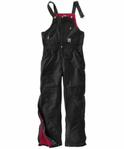 'Carhartt' Men's Zip To Waist Quilt Lined Biberall - Black