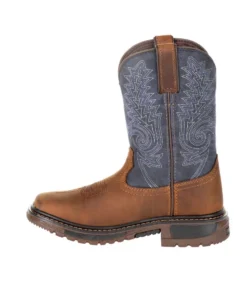 'Rocky' Child Ride FLX Square Toe Boot - Denim Blue / Brown