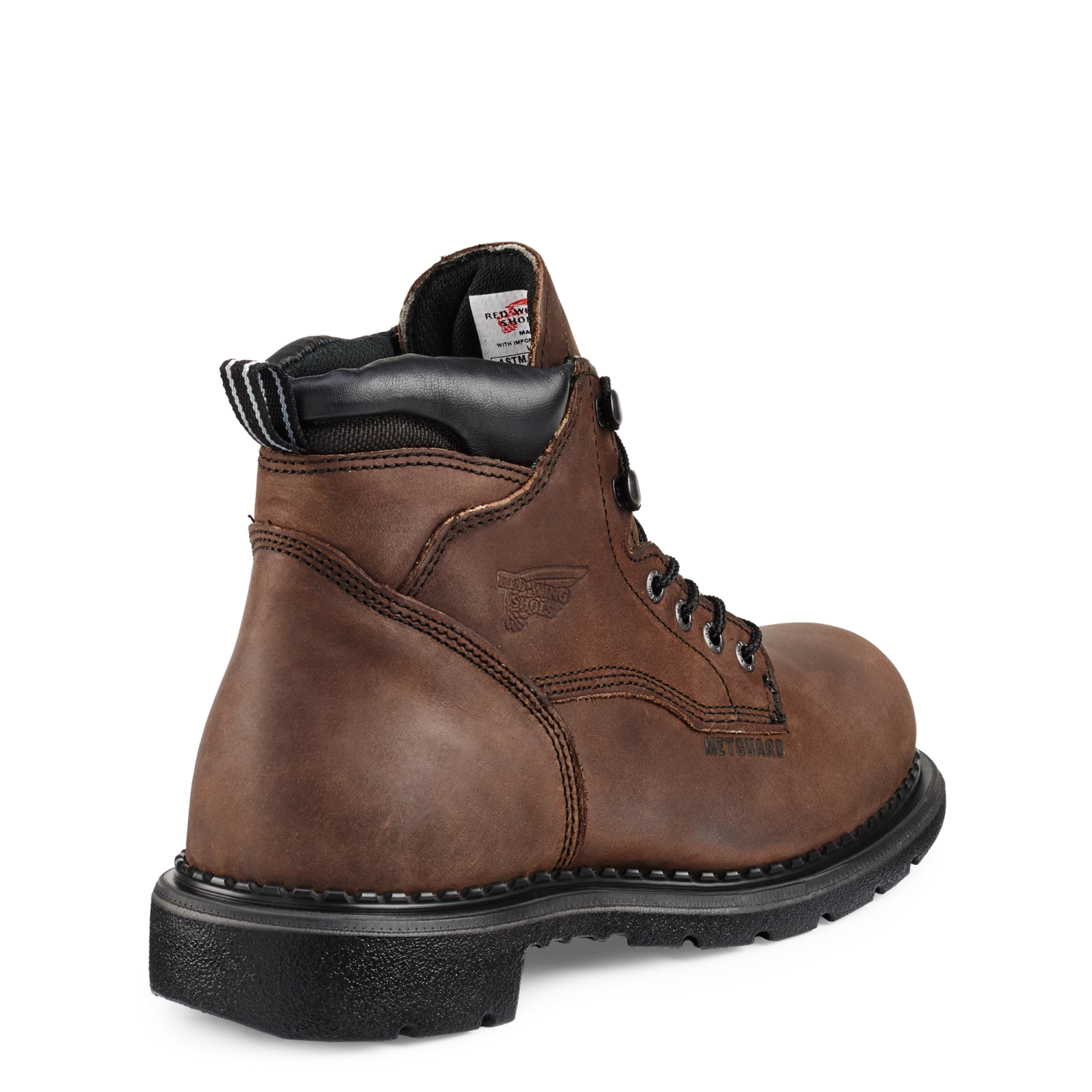 Redwing Shoe Co 'Red Wing' Men's 6" SuperSole® Int. Metguard EH WP Steel Toe - Brown / Black 6 Redwing Shoe Co 'Red Wing' Men's 6" SuperSole® Int. Metguard EH WP Steel Toe - Brown / Black