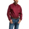 'Ariat' Men's Solid Twill Classic Fit Button Front - Burgundy