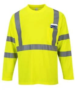 Men 'Port West' Hi-Vis Reflective L/S Pocket Tee - Yellow