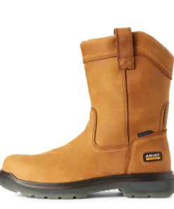 'Ariat' Men's 10" Turbo EH WP Leather Soft Toe Pull On - Aged Bark