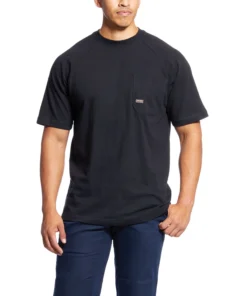 'Ariat' Men's Rebar™ CottonStrong Crew - Black