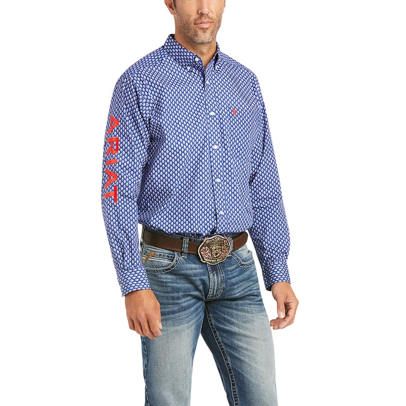 'Ariat' Men's Team Barle Western Button Down - Blue 3 'Ariat' Men's Team Barle Western Button Down - Blue