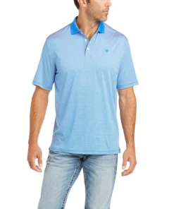 'Ariat' Men's Micro Stripe Polo - Imperial Blue