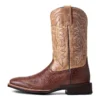 'Ariat' Men's 11" Night Life Ultra Western Square Toe - Antique Tabac Smooth Quill Ostrich / Sorrel Brown