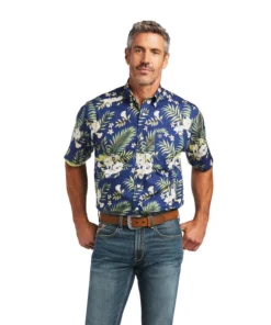 'Ariat' Men's Wrinkle-Free Ephraim Classic Fit Shirt - NOCTURNAL BLUE