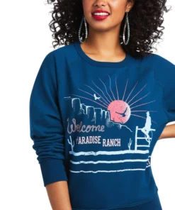 'Ariat' Women's Paradise Ranch Sweatshirt - Blue Nights