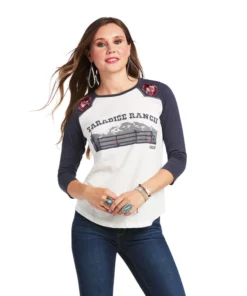 'Ariat' Women's Ranch Flowers T-Shirt - Cloud Dancer