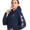 'Ariat' Women's Serape Arm Logo Sweatshirt - Navy 2 'Ariat' Women's Serape Arm Logo Sweatshirt - Navy