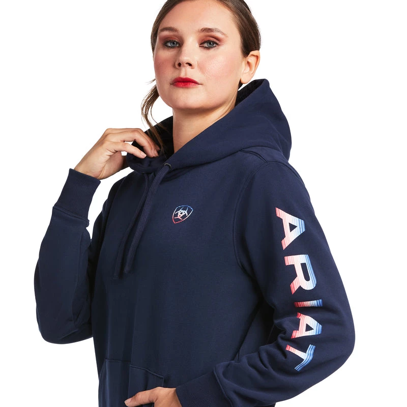 'Ariat' Women's Serape Arm Logo Sweatshirt - Navy 3 'Ariat' Women's Serape Arm Logo Sweatshirt - Navy