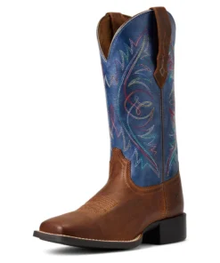 'Ariat' Women's Round Up StretchFit Square Toe - Sassy Brown / Metallic Navy