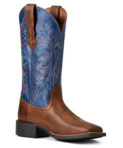 'Ariat' Women's Round Up StretchFit Square Toe - Sassy Brown / Metallic Navy