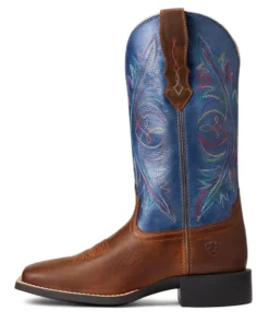 'Ariat' Women's Round Up StretchFit Square Toe - Sassy Brown / Metallic Navy