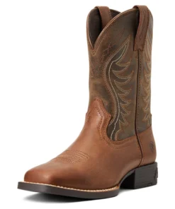 Kids 'Ariat' Youth Amos Square Toe - SORREL CRUNCH/ARMY GREEN