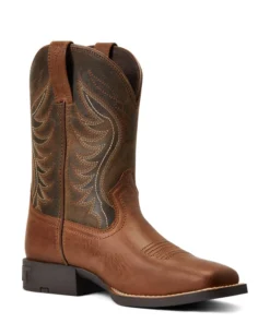 Kids 'Ariat' Youth Amos Square Toe - SORREL CRUNCH/ARMY GREEN