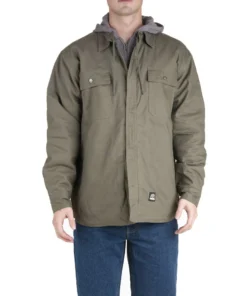 'Berne' Men's Throttle Hooded Shirt Jacket - Sage
