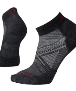 Smartwool Men PhD Run Light Elite Low Cut Sock - Black / Light Gray / Charcoal Gray / Red