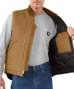 'Carhartt' Men's Duck Vest Arctic Quilt Lined - Carhartt Brown