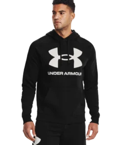 'Under Armour' Men's Rival Fleece Big Logo Hoodie - Black / Onyx White