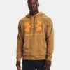 'Under Armour' Men's Rival Fleece Big Logo Hoodie - Antique Ochre / Omega Orange