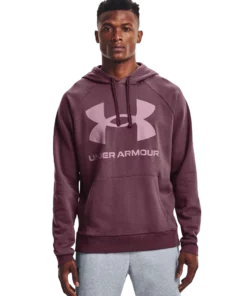 'Under Armour' Men's Rival Fleece Big Logo Hoodie - Ash Plum / Mauve Pink