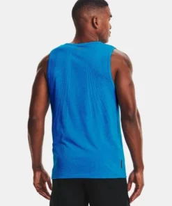 'Under Armour' Men's Rush™ Seamless Sleeveless T-Shirt - Blue Circuit / Black