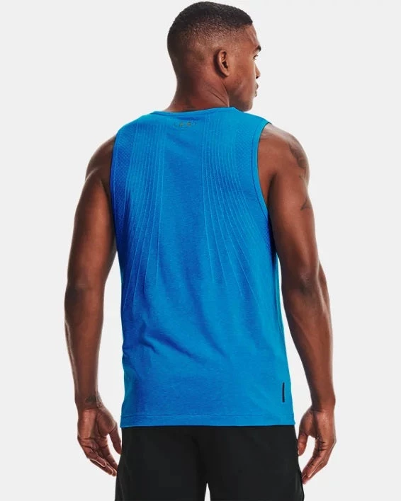 'Under Armour' Men's Rush™ Seamless Sleeveless T-Shirt - Blue Circuit / Black 4 'Under Armour' Men's Rush™ Seamless Sleeveless T-Shirt - Blue Circuit / Black