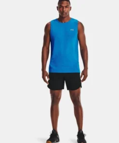 'Under Armour' Men's Rush™ Seamless Sleeveless T-Shirt - Blue Circuit / Black