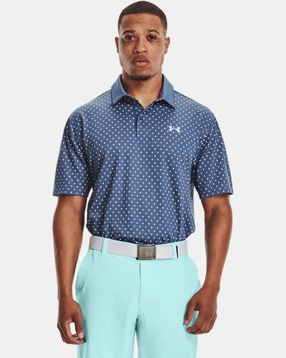 'Under Armour' Men's Performance Printed Polo - Mineral Blue / Isotope Blue 3 'Under Armour' Men's Performance Printed Polo - Mineral Blue / Isotope Blue